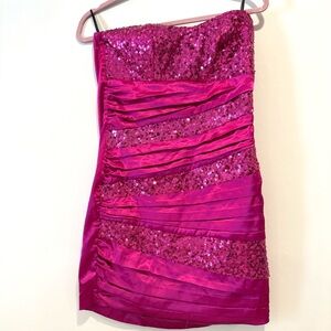 Speechless Elegant Pink sequin Strapless Dress